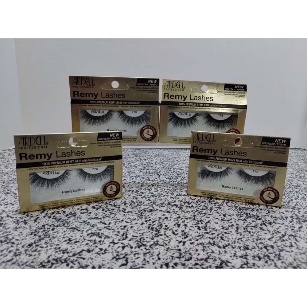 EYELASHES LOT Of 4 ARDELL REMY LASHES 100% PREMIUM REMY HAIR W/ INVISBAND #778
